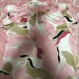 Pink and Beige Patterned Blouse